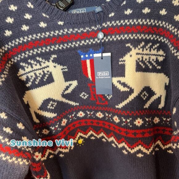 NWT RALPH LAUREN Men Reindeer Patterned Wool Sweater large - Picture 6 of 8